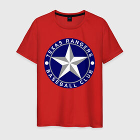 Мужская футболка хлопок с принтом Texas Rangers Baseball Club в Кировске, 100% хлопок | прямой крой, круглый вырез горловины, длина до линии бедер, слегка спущенное плечо. | baseball | texas rangers | бейсбол | спорт | техас рейнджерс