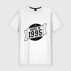 Мужская футболка премиум с принтом Made in 1995 в Кировске, 92% хлопок, 8% лайкра | приталенный силуэт, круглый вырез ворота, длина до линии бедра, короткий рукав | 