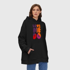 Худи SuperOversize хлопок с принтом Love me do в Кировске, 70% хлопок, 30% полиэстер, мягкий начес внутри | карман-кенгуру, эластичная резинка на манжетах и по нижней кромке, двухслойный капюшон
 | 