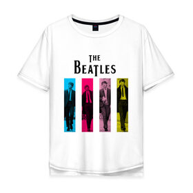 Мужская футболка хлопок Oversize с принтом Walking Beatles в Кировске, 100% хлопок | свободный крой, круглый ворот, “спинка” длиннее передней части | beatles | the beatles | walking beatles | бителс