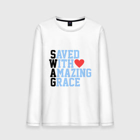 Мужской лонгслив хлопок с принтом Swag Love в Кировске, 100% хлопок |  | save with amazing | swag | сваг | свег