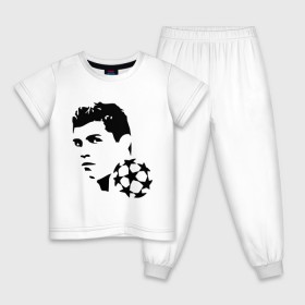 Детская пижама хлопок с принтом C.Ronaldo в Кировске, 100% хлопок |  брюки и футболка прямого кроя, без карманов, на брюках мягкая резинка на поясе и по низу штанин
 | football | footballplayer | real madrid | криштиану роналдо | реал мадрилд | футбол | футболерывкашники