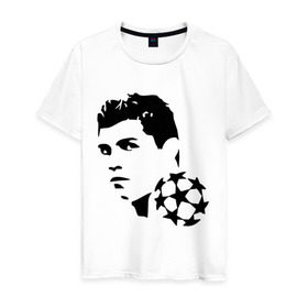 Мужская футболка хлопок с принтом C.Ronaldo в Кировске, 100% хлопок | прямой крой, круглый вырез горловины, длина до линии бедер, слегка спущенное плечо. | football | footballplayer | real madrid | криштиану роналдо | реал мадрилд | футбол | футболерывкашники