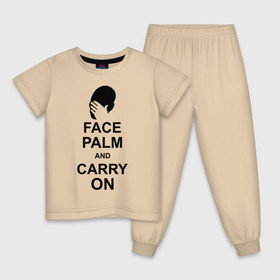 Детская пижама хлопок с принтом Facepalm and carry on в Кировске, 100% хлопок |  брюки и футболка прямого кроя, без карманов, на брюках мягкая резинка на поясе и по низу штанин
 | 