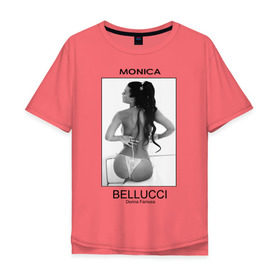 Мужская футболка хлопок Oversize с принтом Моника Беллучи в Кировске, 100% хлопок | свободный крой, круглый ворот, “спинка” длиннее передней части | monica bellucci | беллучи | моника | моника беллучи