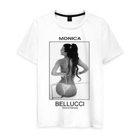 Мужская футболка хлопок с принтом Моника Беллучи в Кировске, 100% хлопок | прямой крой, круглый вырез горловины, длина до линии бедер, слегка спущенное плечо. | monica bellucci | беллучи | моника | моника беллучи