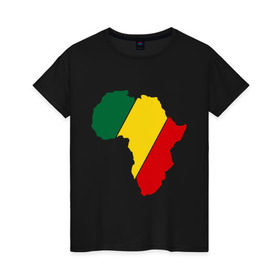 Женская футболка хлопок с принтом Мама Африка в Кировске, 100% хлопок | прямой крой, круглый вырез горловины, длина до линии бедер, слегка спущенное плечо | Тематика изображения на принте: bob marley | reggae | раста | растаманские | растафари
