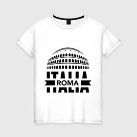 Женская футболка хлопок с принтом Italia в Кировске, 100% хлопок | прямой крой, круглый вырез горловины, длина до линии бедер, слегка спущенное плечо | italia | roma | италия | колизей | рим