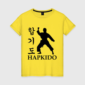 Женская футболка хлопок с принтом Hapkido в Кировске, 100% хлопок | прямой крой, круглый вырез горловины, длина до линии бедер, слегка спущенное плечо | 