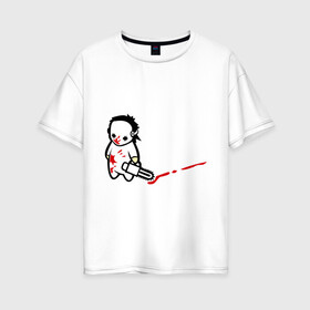 Женская футболка хлопок Oversize с принтом грустный маньяк в Кировске, 100% хлопок | свободный крой, круглый ворот, спущенный рукав, длина до линии бедер
 | 