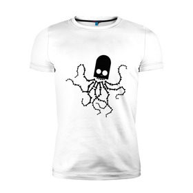 Мужская футболка премиум с принтом скелет осьминога в Кировске, 92% хлопок, 8% лайкра | приталенный силуэт, круглый вырез ворота, длина до линии бедра, короткий рукав | Тематика изображения на принте: скелет