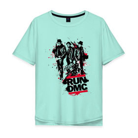 Мужская футболка хлопок Oversize с принтом Run-DMC в Кировске, 100% хлопок | свободный крой, круглый ворот, “спинка” длиннее передней части | Тематика изображения на принте: run dmc