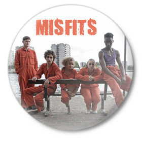 Значок с принтом Misfits - отбросы в Кировске,  металл | круглая форма, металлическая застежка в виде булавки | misfits