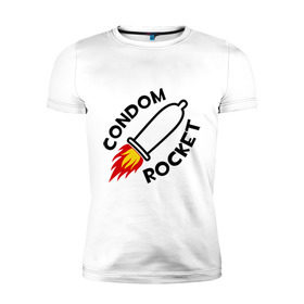 Мужская футболка премиум с принтом Condom Rocket в Кировске, 92% хлопок, 8% лайкра | приталенный силуэт, круглый вырез ворота, длина до линии бедра, короткий рукав | для мужчин | мужчинам | огонь | ракета