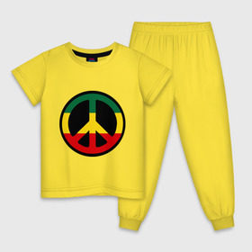 Детская пижама хлопок с принтом Peace simbol в Кировске, 100% хлопок |  брюки и футболка прямого кроя, без карманов, на брюках мягкая резинка на поясе и по низу штанин
 | reggae | мир | раста | растафари