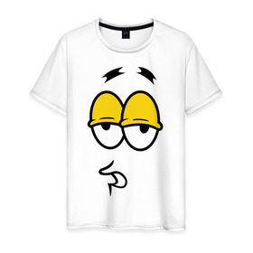 Мужская футболка хлопок с принтом Weary Face в Кировске, 100% хлопок | прямой крой, круглый вырез горловины, длина до линии бедер, слегка спущенное плечо. | smile | лицо | смайл | смайлик