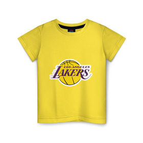 Детская футболка хлопок с принтом LA Lakers в Кировске, 100% хлопок | круглый вырез горловины, полуприлегающий силуэт, длина до линии бедер | Тематика изображения на принте: basketball | lakers | media | nba | toplanding | баскетболл | лейкерс | лого баскетбольных клубов | лос анджелес | нба