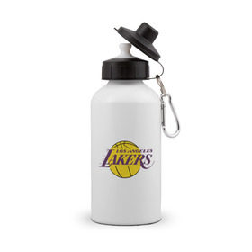 Бутылка спортивная с принтом LA Lakers в Кировске, металл | емкость — 500 мл, в комплекте две пластиковые крышки и карабин для крепления | basketball | lakers | media | nba | toplanding | баскетболл | лейкерс | лого баскетбольных клубов | лос анджелес | нба