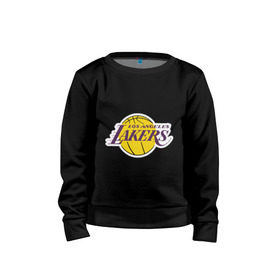 Детский свитшот хлопок с принтом LA Lakers в Кировске, 100% хлопок | круглый вырез горловины, эластичные манжеты, пояс и воротник | basketball | lakers | media | nba | toplanding | баскетболл | лейкерс | лого баскетбольных клубов | лос анджелес | нба