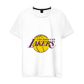 Мужская футболка хлопок с принтом LA Lakers в Кировске, 100% хлопок | прямой крой, круглый вырез горловины, длина до линии бедер, слегка спущенное плечо. | Тематика изображения на принте: basketball | lakers | media | nba | toplanding | баскетболл | лейкерс | лого баскетбольных клубов | лос анджелес | нба