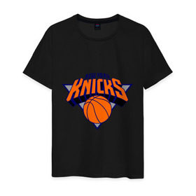 Мужская футболка хлопок с принтом NY Knicks в Кировске, 100% хлопок | прямой крой, круглый вырез горловины, длина до линии бедер, слегка спущенное плечо. | basketball | nba | баскетболл | лого баскетбольных клубов | нба | нью йорк