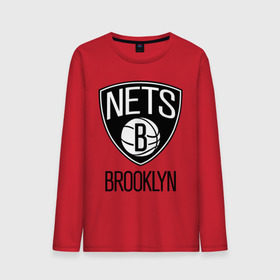 Мужской лонгслив хлопок с принтом Nets Brooklyn в Кировске, 100% хлопок |  | бруклин