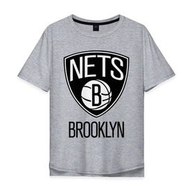 Мужская футболка хлопок Oversize с принтом Nets Brooklyn в Кировске, 100% хлопок | свободный крой, круглый ворот, “спинка” длиннее передней части | бруклин