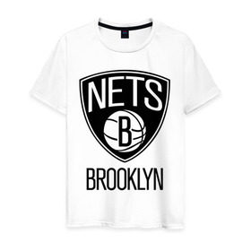 Мужская футболка хлопок с принтом Nets Brooklyn в Кировске, 100% хлопок | прямой крой, круглый вырез горловины, длина до линии бедер, слегка спущенное плечо. | бруклин