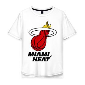 Мужская футболка хлопок Oversize с принтом Miami Heat-logo в Кировске, 100% хлопок | свободный крой, круглый ворот, “спинка” длиннее передней части | basketball | nba | баскетболл | лого баскетбольных клубов | майами | нба