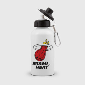 Бутылка спортивная с принтом Miami Heat-logo в Кировске, металл | емкость — 500 мл, в комплекте две пластиковые крышки и карабин для крепления | basketball | nba | баскетболл | лого баскетбольных клубов | майами | нба