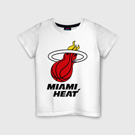 Детская футболка хлопок с принтом Miami Heat-logo в Кировске, 100% хлопок | круглый вырез горловины, полуприлегающий силуэт, длина до линии бедер | basketball | nba | баскетболл | лого баскетбольных клубов | майами | нба