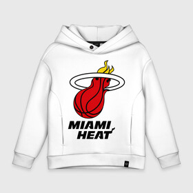 Детское худи Oversize хлопок с принтом Miami Heat-logo в Кировске, френч-терри — 70% хлопок, 30% полиэстер. Мягкий теплый начес внутри —100% хлопок | боковые карманы, эластичные манжеты и нижняя кромка, капюшон на магнитной кнопке | basketball | nba | баскетболл | лого баскетбольных клубов | майами | нба