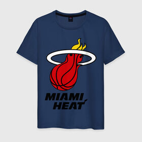 Мужская футболка хлопок с принтом Miami Heat-logo в Кировске, 100% хлопок | прямой крой, круглый вырез горловины, длина до линии бедер, слегка спущенное плечо. | basketball | nba | баскетболл | лого баскетбольных клубов | майами | нба