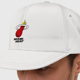 Кепка снепбек с прямым козырьком с принтом Miami Heat-logo в Кировске, хлопок 100% |  | basketball | nba | баскетболл | лого баскетбольных клубов | майами | нба