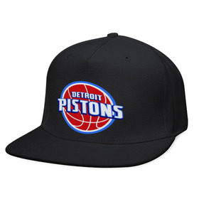 Кепка снепбек с прямым козырьком с принтом Detroit Pistons - logo в Кировске, хлопок 100% |  | basketball | nba | баскетболл | детроит | лого баскетбольных клубов | нба