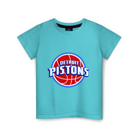 Детская футболка хлопок с принтом Detroit Pistons - logo в Кировске, 100% хлопок | круглый вырез горловины, полуприлегающий силуэт, длина до линии бедер | Тематика изображения на принте: basketball | nba | баскетболл | детроит | лого баскетбольных клубов | нба