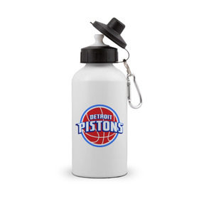 Бутылка спортивная с принтом Detroit Pistons - logo в Кировске, металл | емкость — 500 мл, в комплекте две пластиковые крышки и карабин для крепления | basketball | nba | баскетболл | детроит | лого баскетбольных клубов | нба