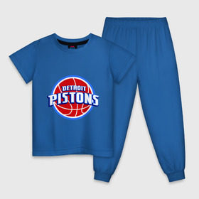 Детская пижама хлопок с принтом Detroit Pistons - logo в Кировске, 100% хлопок |  брюки и футболка прямого кроя, без карманов, на брюках мягкая резинка на поясе и по низу штанин
 | Тематика изображения на принте: basketball | nba | баскетболл | детроит | лого баскетбольных клубов | нба