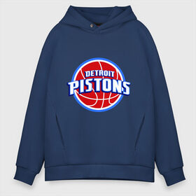 Мужское худи Oversize хлопок с принтом Detroit Pistons - logo в Кировске, френч-терри — 70% хлопок, 30% полиэстер. Мягкий теплый начес внутри —100% хлопок | боковые карманы, эластичные манжеты и нижняя кромка, капюшон на магнитной кнопке | basketball | nba | баскетболл | детроит | лого баскетбольных клубов | нба