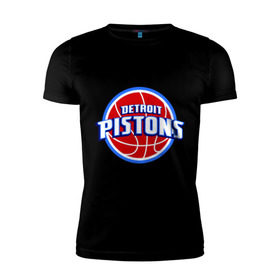 Мужская футболка премиум с принтом Detroit Pistons - logo в Кировске, 92% хлопок, 8% лайкра | приталенный силуэт, круглый вырез ворота, длина до линии бедра, короткий рукав | basketball | nba | баскетболл | детроит | лого баскетбольных клубов | нба