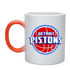 Кружка хамелеон с принтом Detroit Pistons - logo в Кировске, керамика | меняет цвет при нагревании, емкость 330 мл | Тематика изображения на принте: basketball | nba | баскетболл | детроит | лого баскетбольных клубов | нба