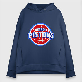 Женское худи Oversize хлопок с принтом Detroit Pistons - logo в Кировске, френч-терри — 70% хлопок, 30% полиэстер. Мягкий теплый начес внутри —100% хлопок | боковые карманы, эластичные манжеты и нижняя кромка, капюшон на магнитной кнопке | basketball | nba | баскетболл | детроит | лого баскетбольных клубов | нба