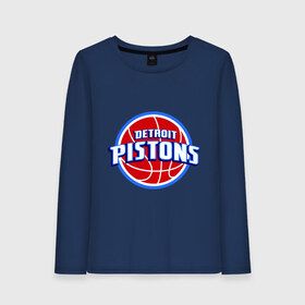 Женский лонгслив хлопок с принтом Detroit Pistons - logo в Кировске, 100% хлопок |  | basketball | nba | баскетболл | детроит | лого баскетбольных клубов | нба