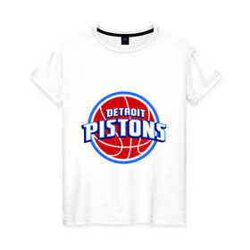 Женская футболка хлопок с принтом Detroit Pistons - logo в Кировске, 100% хлопок | прямой крой, круглый вырез горловины, длина до линии бедер, слегка спущенное плечо | basketball | nba | баскетболл | детроит | лого баскетбольных клубов | нба
