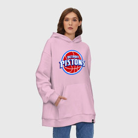 Худи SuperOversize хлопок с принтом Detroit Pistons - logo в Кировске, 70% хлопок, 30% полиэстер, мягкий начес внутри | карман-кенгуру, эластичная резинка на манжетах и по нижней кромке, двухслойный капюшон
 | basketball | nba | баскетболл | детроит | лого баскетбольных клубов | нба