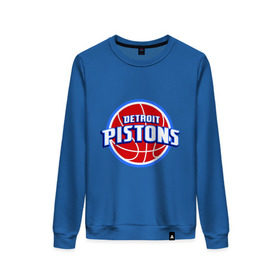 Женский свитшот хлопок с принтом Detroit Pistons - logo в Кировске, 100% хлопок | прямой крой, круглый вырез, на манжетах и по низу широкая трикотажная резинка  | basketball | nba | баскетболл | детроит | лого баскетбольных клубов | нба