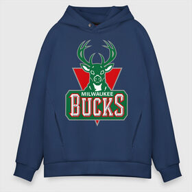 Мужское худи Oversize хлопок с принтом Milwaukee Bucks - logo в Кировске, френч-терри — 70% хлопок, 30% полиэстер. Мягкий теплый начес внутри —100% хлопок | боковые карманы, эластичные манжеты и нижняя кромка, капюшон на магнитной кнопке | basketball | nba | баскетболл | лого баскетбольных клубов | нба