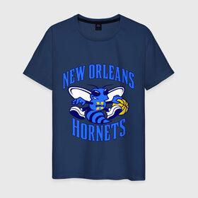 Мужская футболка хлопок с принтом New Orleans Hornets в Кировске, 100% хлопок | прямой крой, круглый вырез горловины, длина до линии бедер, слегка спущенное плечо. | basketball | nba | баскетболл | лого баскетбольных клубов | нба | новый орлеан