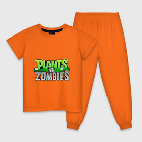 Детская пижама хлопок с принтом Plants vs zombies в Кировске, 100% хлопок |  брюки и футболка прямого кроя, без карманов, на брюках мягкая резинка на поясе и по низу штанин
 | plants | zombies | игры