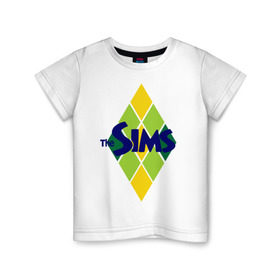 Детская футболка хлопок с принтом The Sims rhombus в Кировске, 100% хлопок | круглый вырез горловины, полуприлегающий силуэт, длина до линии бедер | игры | компьютерные игры | симс | симы